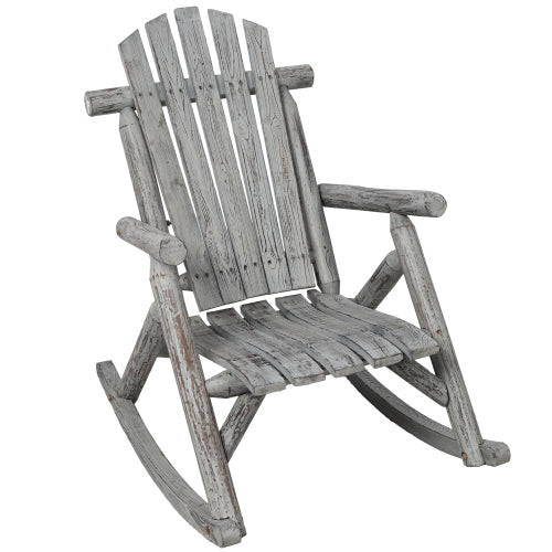 Wooden Porch Rocker Chair,Durable Wooden Porch Rocker Chair,Fir log Rocking Chair,Patio Rockers for Outside,Garde.Light Gray Color