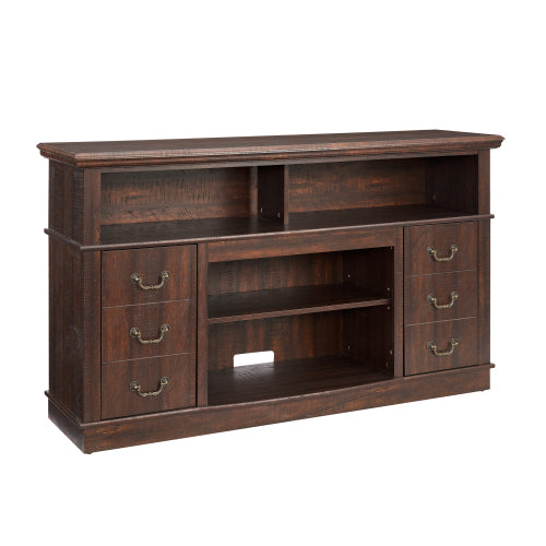 60 Inch Espresso Mid-Century Farmhouse TV Stand 3 Cable Holes Media Console Fits 65 Inch TV