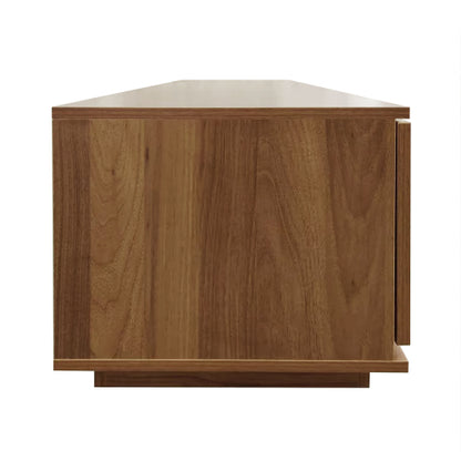 78.74 inch Walnut 2 Rattan Door 2 Drawer Legless TV Stand Open Shelf Media Console Supports 85 inch TV