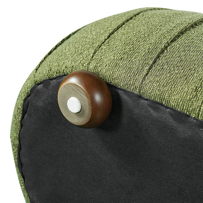 Boucle Ottoman Oval Upholstered Accent Stool with Rubberwood Legs for Living Room