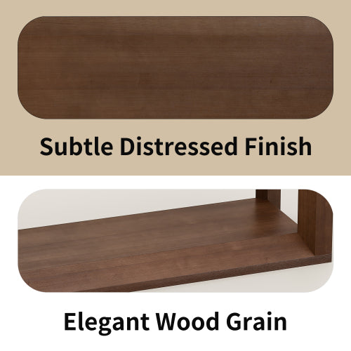 60 inch Rectangular Solid Wood Veneer Console Table, Wide Sofa Table,  Behind Couch Table with Ample Storage for Entryway & Living Room, Dark Brown