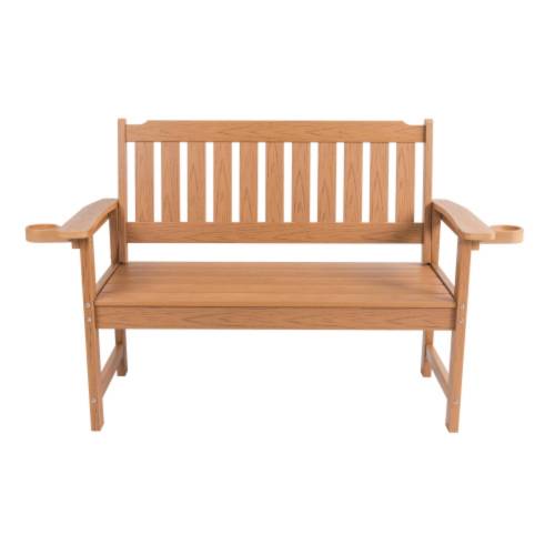 Minimalist teak wood color bench Environmentally friendly and recyclable, suitable for both indoor and outdoor use. Just wipe it clean when it gets dirty
