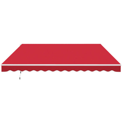 Outsunny 12' x 10' Retractable Awning Patio Awnings Sun Shade Shelter with Manual Crank Handle, 280g/m² UV & Water-Resistant Fabric and Aluminum Frame for Deck, Balcony, Yard, Wine Red