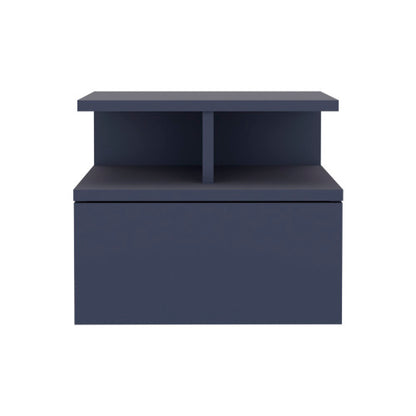 Blue Floating Nightstand with 1 Drawer & 2 Lower Shelves