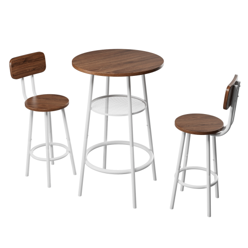 3-Piece Bar Table Set with 2 Bar Stools ¨C Modern Pub Table with Backrests & Storage Shelf