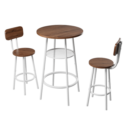 3-Piece Bar Table Set with 2 Bar Stools ¨C Modern Pub Table with Backrests & Storage Shelf