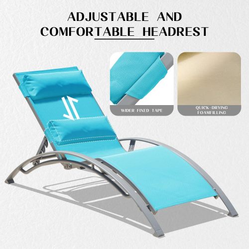 Pool Lounge Chairs Set of 3-Lake Blue (2 Lounge Chairs+1 Table)