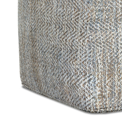 Nate 18 Inch Square Pouf Ottoman Handwoven Cotton Footrest Accent Seat