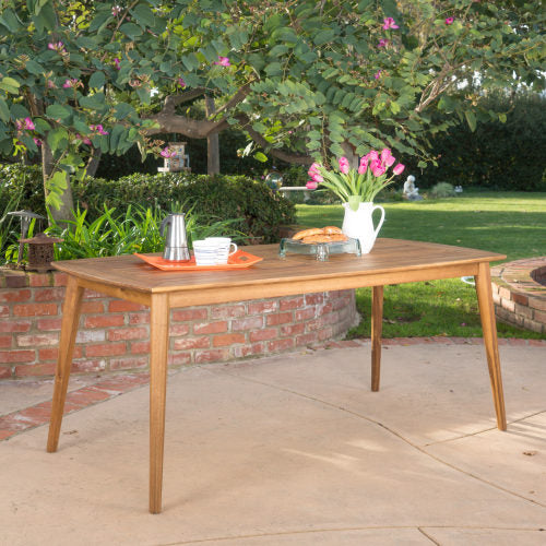 Outdoor Dining Table with Acacia Wood Frame, Teak