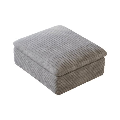 Grey Modular Compression Ottoman, Frameless High Density Sponge Foot Stool, Vacuum Packed Zero Assembly