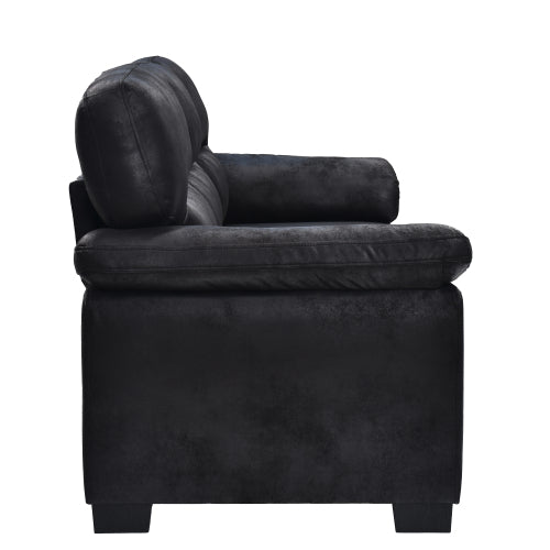 81 inch  Black 3-Seater Retro Foil-Fabric Sofa,Padded Armrests,Black Triangle Legs