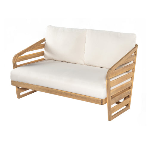 Royal Acacia Wood Loveseat and Coffee Table Set, Beige