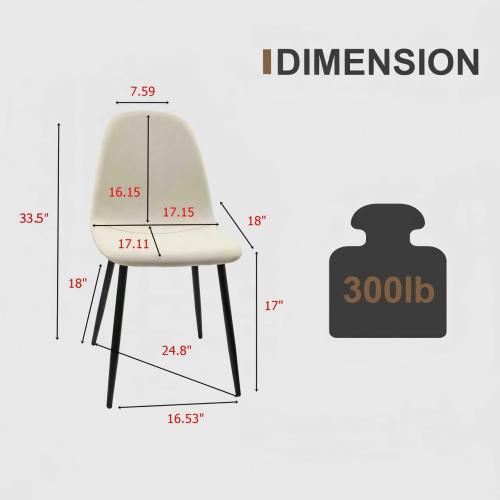 5-Piece Light Wood & Black Metal Dining Set, Medieval Style MDF Table with 4 Suede Dining Chairs