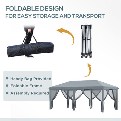 10' x 20' Pop Up Canopy Tent with Netting, Heavy Duty Instant Sun Shelter, Large Tents for Parties with Carry Bag for Outdoor, Garden, Patio, Gray