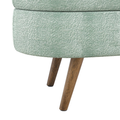 Ottoman Oval Storage Bench,Rubber Wood Legs, Gray (43.5inch x16inch x16inch ) Cyan