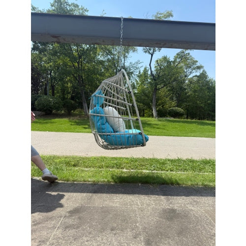 Outdoor garden rattan egg swing chair hanging chair PE hanging chair blue