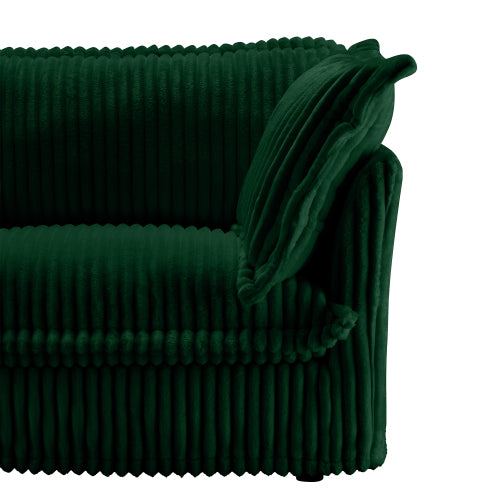 Green Corduroy Ottoman with Deep Cushioned Seat Design