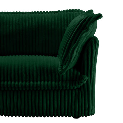Green Corduroy Ottoman with Deep Cushioned Seat Design