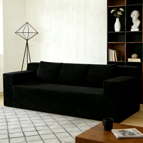 71 inch  Corduroy Modular L-Shaped 3-Seater Sofa, No Assembly Required