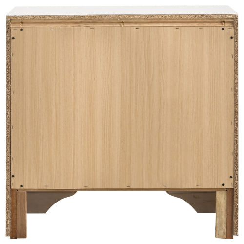 White 2 Drawer Nightstand with Hidden Jewelry Tray, Glam Bedside Table with Crystal Handles, Bedroom Storage Cabinet