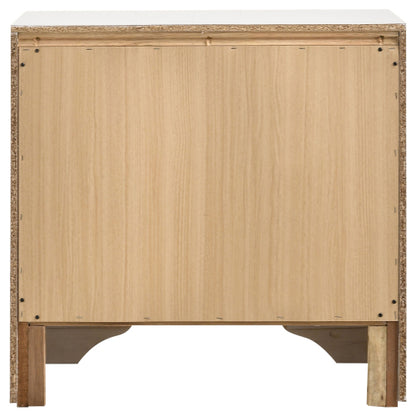 White 2 Drawer Nightstand with Hidden Jewelry Tray, Glam Bedside Table with Crystal Handles, Bedroom Storage Cabinet