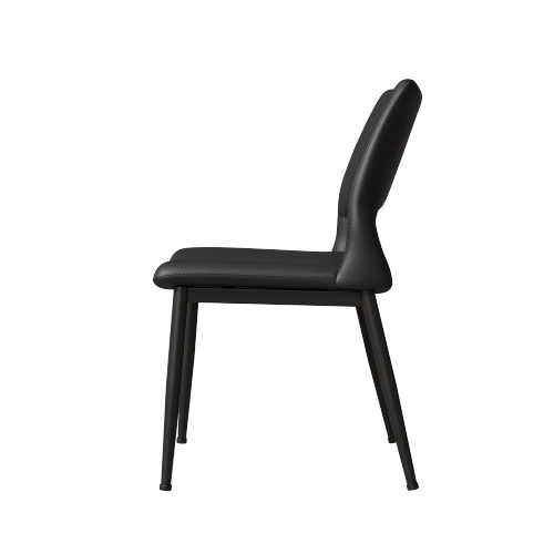 Set of 2 Modern Black PU Leather Dining Chairs, Stable Metal Frame Multi-Space Armless Side Chairs