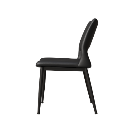 Set of 2 Modern Black PU Leather Dining Chairs, Stable Metal Frame Multi-Space Armless Side Chairs