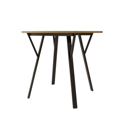 35.43 Inch Round Dining Table with MDF Top and Black Metal Legs