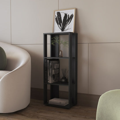 Black Melamine 3-Tier Minimalist Open Storage Bookcase