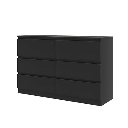 6 Drawer Black Dresser, Modern Bedroom Dresser with Spacious Countertop, Wood Storage Cabinet with Concealed Handles & 6 Deep Drawers for Bedroom, Living Room, Entryway, 15.7" D x 47.2" W x 30.9" H
