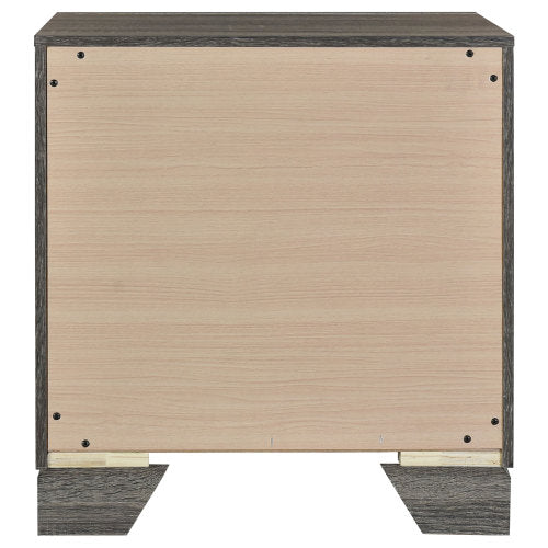 Brown Oak 2-Drawer Transitional Nightstand, Engineered Wood