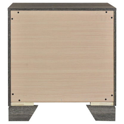 Brown Oak 2-Drawer Transitional Nightstand, Engineered Wood