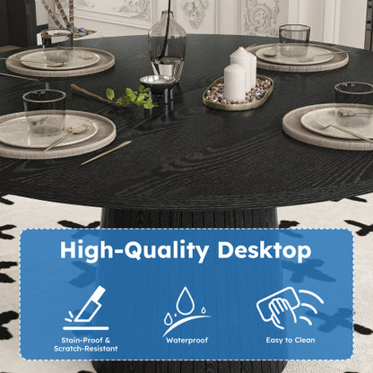 47 Inch Round Farmhouse Dining Table, Black Finish