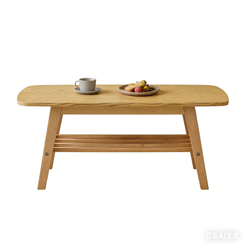 39 Inch Double-Layer Solid Wood Coffee Table