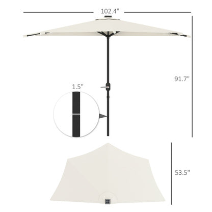 Small Vented Half Patio Umbrella,Half Outdoor Patio Umbrella,with Crank 8 Ribs for Outdoor