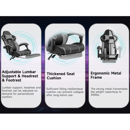 Gaming chair, Computer chair Ergonomic chair with footrest Office chair Ergonomic computer chair with lumbar backrest Blackgray