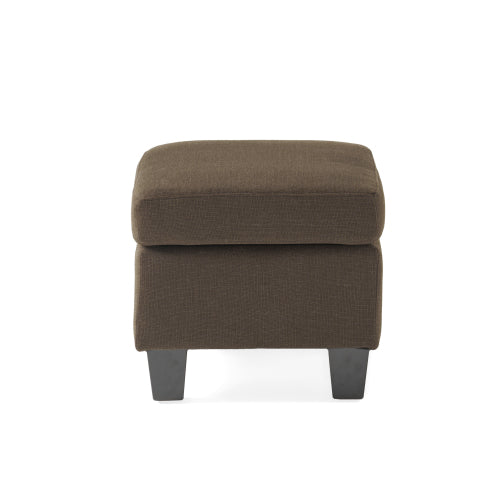 Chocolate Contemporary Upholstered Ottoman, Birch Wood Leg Multifunctional Soft Padded Accent Stool