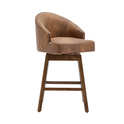 Rotating bar chair, counter height bar chair with backrest, leather rotating kitchen stool with wooden legs and footrest, soft cushion bar  chair, kitchen island