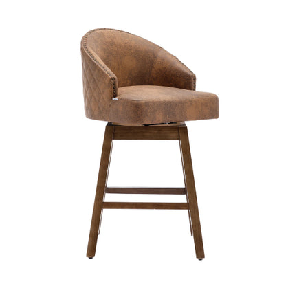 Rotating bar chair, counter height bar chair with backrest, leather rotating kitchen stool with wooden legs and footrest, soft cushion bar  chair, kitchen island