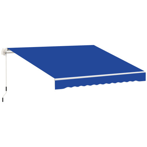 Outsunny 8' x 7' Patio Retractable Awning, Manual Exterior Sun Shade Deck Window Cover, Blue