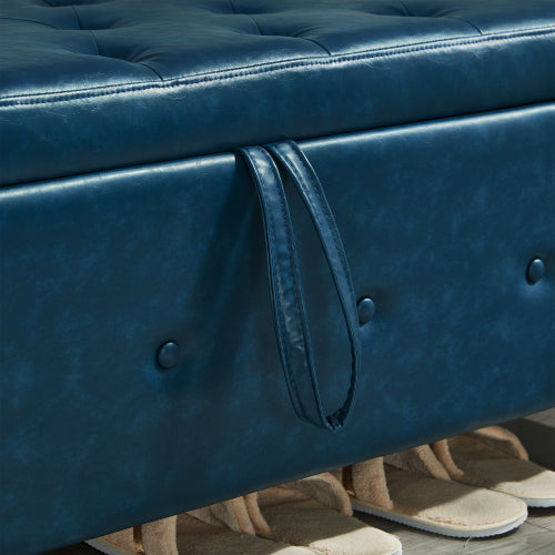 48'' Storage Ottoman Bench Tufted Faux Leather Upholstered Bench with Storage