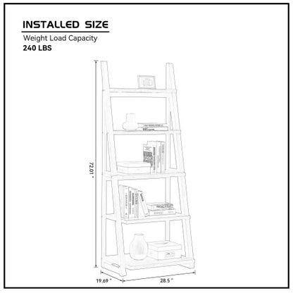 5-Tier Rubber Wood Frame Ladder Bookshelf Multi-Layer Home Living Room Kitchen Storage Rack