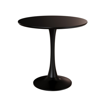 24inch  Black Round Tulip Table, MDF Top & Steel Base Mid-Century Kitchen & Coffee Table