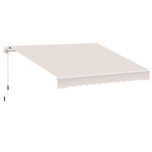 Outsunny 8' x 7' Patio Retractable Awning, Manual Exterior Sun Shade Deck Window Cover, Beige