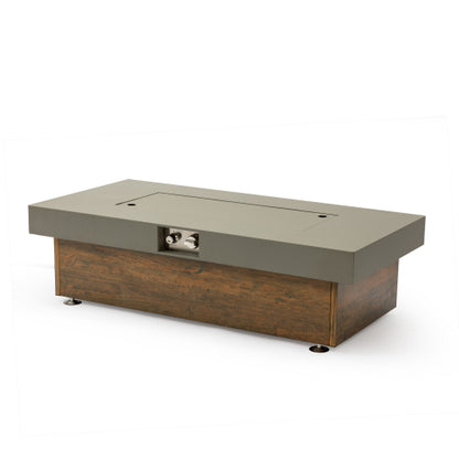48_inch Iron Fire Pit Table with Wood Grain