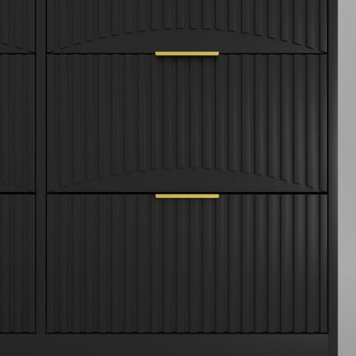 Black 9 Drawer Dresser, 63" Large Deep Chest of Drawers, Wooden Dresser Storage Cabinet with 9 Drawers for Bedroom, Long Dressers for Living Room, Hallway, Drawer panel with wavy patterns
