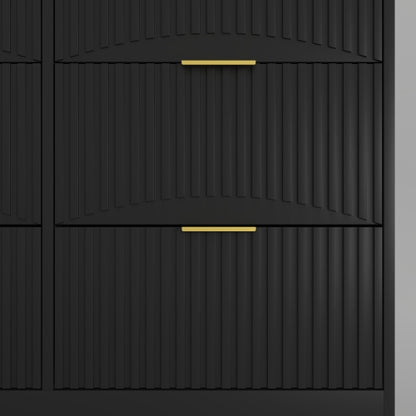 Black 9 Drawer Dresser, 63" Large Deep Chest of Drawers, Wooden Dresser Storage Cabinet with 9 Drawers for Bedroom, Long Dressers for Living Room, Hallway, Drawer panel with wavy patterns