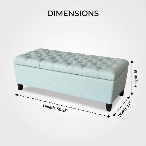 50.25inch  Storage Ottoman Bench - baby Blue Storage Bench End of Bed with Safety Hinges, Footrest Stool for Living, Dining Room, Entryway and Hallway