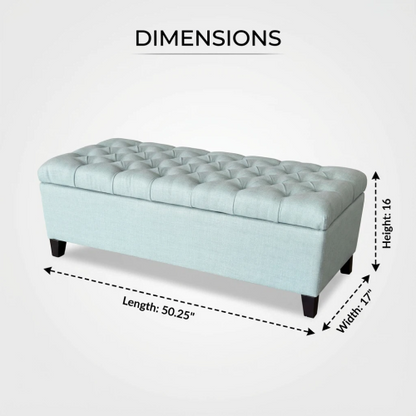 50.25inch  Storage Ottoman Bench - baby Blue Storage Bench End of Bed with Safety Hinges, Footrest Stool for Living, Dining Room, Entryway and Hallway