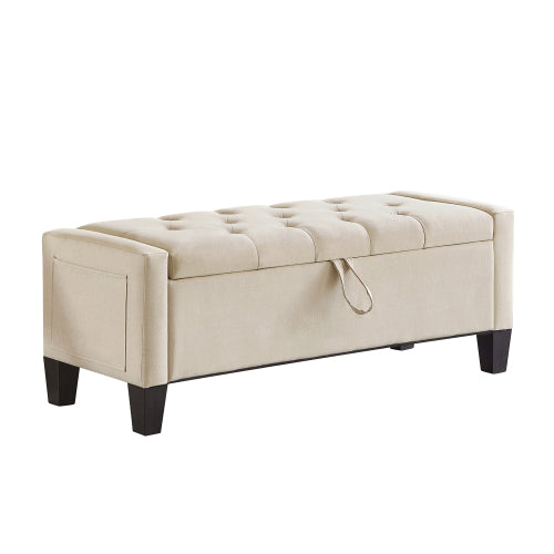 Ottoman with Storage, Storage Ottoman Bench with Safety Hinge 350 lbs Weight, Upholstered Entryway Bench with Seating for Bedroom, Living Room - Beige